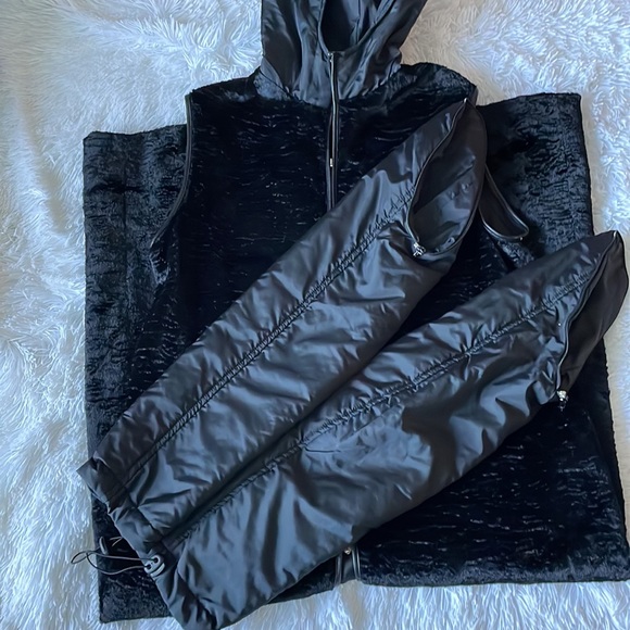 DIVINA Faux Persian Lamb Jacket Black Zip Jacket Size 8 - Picture 13 of 14